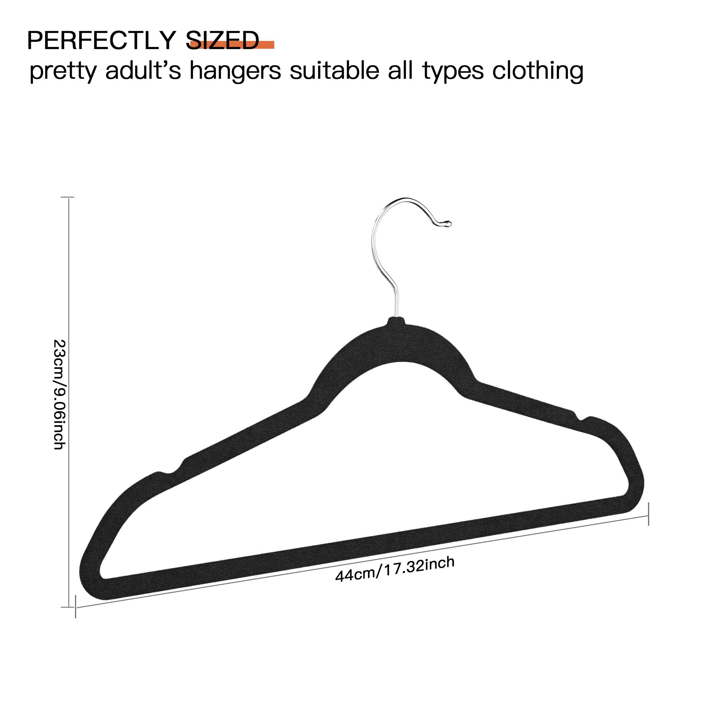 Black Velvet Hangers 60 Pack, Slim Space Saving Suit Hangers for Closet Organizer, Rotating Silver Hook, Non Slip Clothes Felt Hanger Heavy Duty for Coat,Shirt, Pants, Camisole, Dress