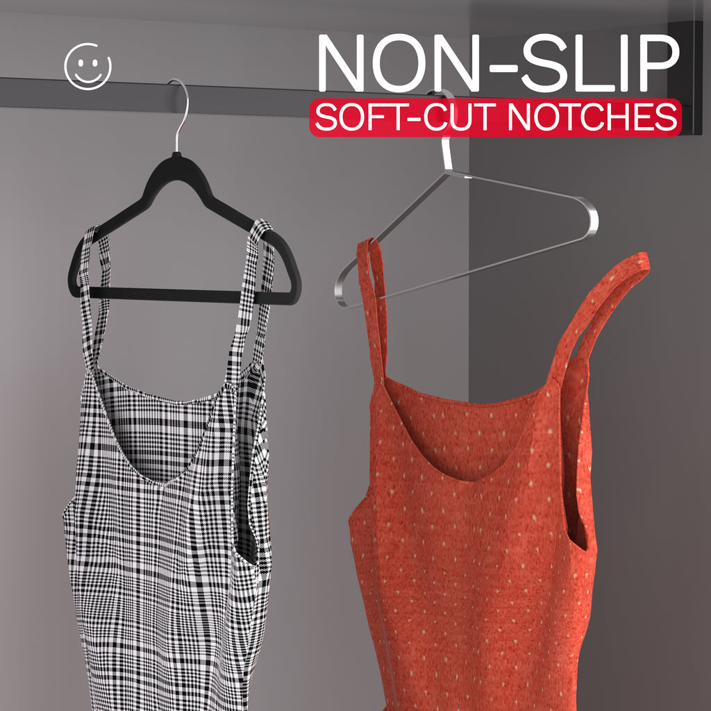 Black Velvet Hangers 60 Pack, Slim Space Saving Suit Hangers for Closet Organizer, Rotating Silver Hook, Non Slip Clothes Felt Hanger Heavy Duty for Coat,Shirt, Pants, Camisole, Dress