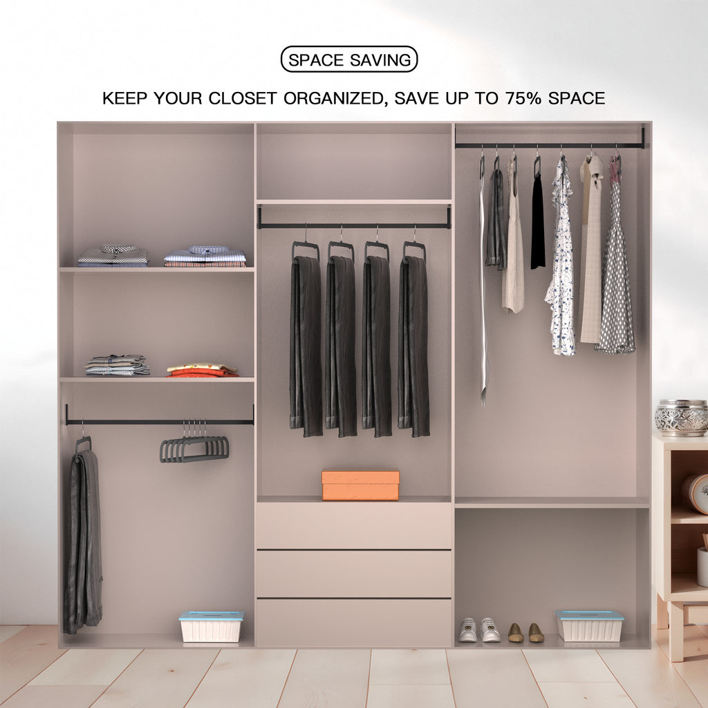 MLKJHHI Gray Velvet Hangers 60 Pack, Slim Space Saving Pants Hangers for Closet Organizer, Rotating Hook, Non Slip Clothes Felt Hanger Heavy Duty for Tank Top, Jean Perchas, Camisole, Kids' Clothes